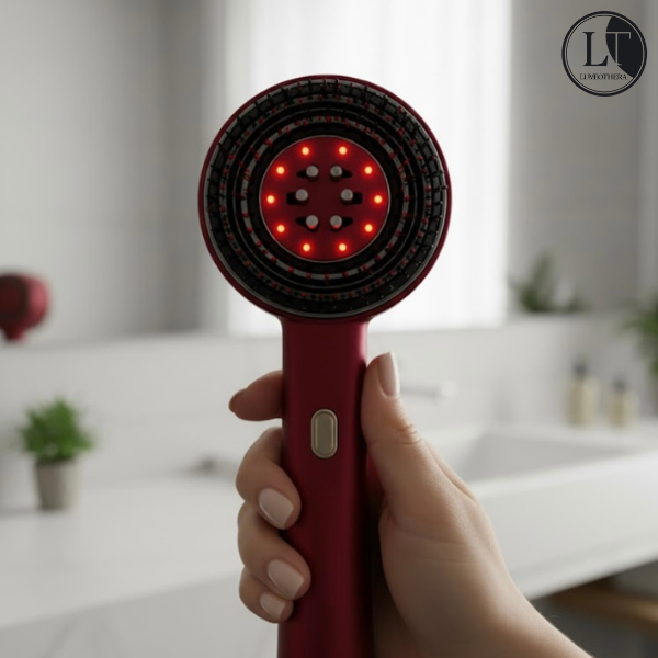 LED-Haarbürste mit Massagefunktion – Rotes und blaues Licht