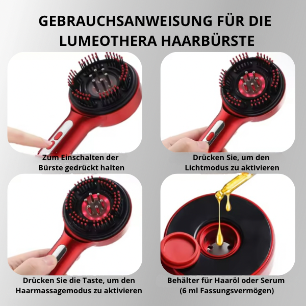 LED-Haarbürste mit Massagefunktion – Rotes und blaues Licht
