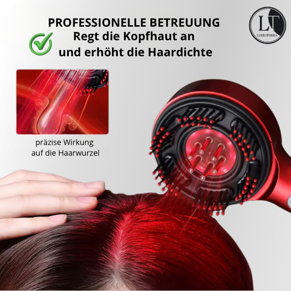 LED-Haarbürste mit Massagefunktion – Rotes und blaues Licht
